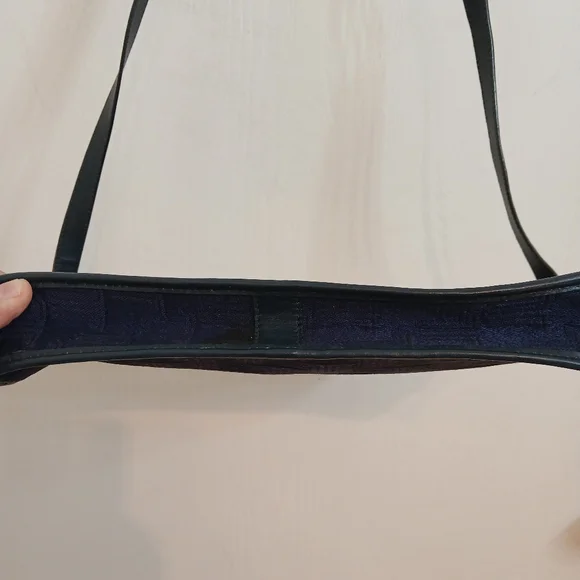 Lanvin Vintage Canvas and Leather Blue Flap Shoulder Bag. - Picture 5 of 9